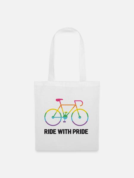 LGBTQ-Radfahrer - Fahre mit Stolz - Stoffbeutel - Weiß