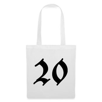 20. 20 ANS. 20e ANNIVERSAIRE. ANNIVERSAIRE 20 ANS. - Sac en tissu - blanc - Devant