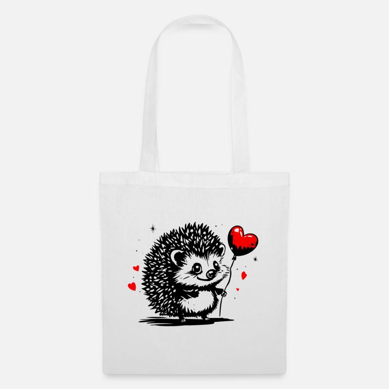 Igel mit Herz Luftballon - Heartful Creatures - Stoffbeutel - Weiß