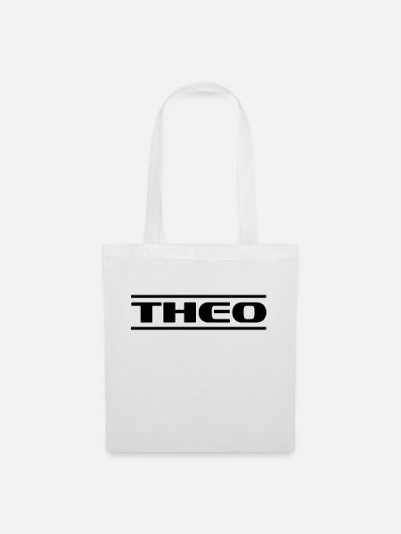 Theo Name - Stoffbeutel - Weiß