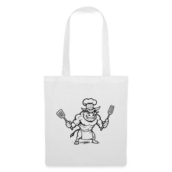 Taureau chef cuisinier  - Sac en tissu - blanc - Devant