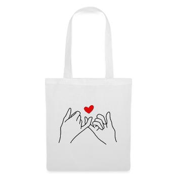 Promis au petit doigt Mains d’amour avec symbole de cœur - Sac en tissu - blanc - Devant