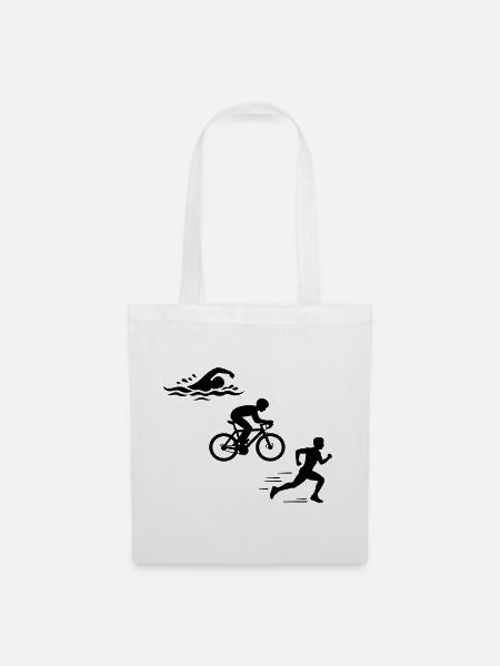 Triathlon Silhouette Triathlet - Stoffbeutel - Weiß