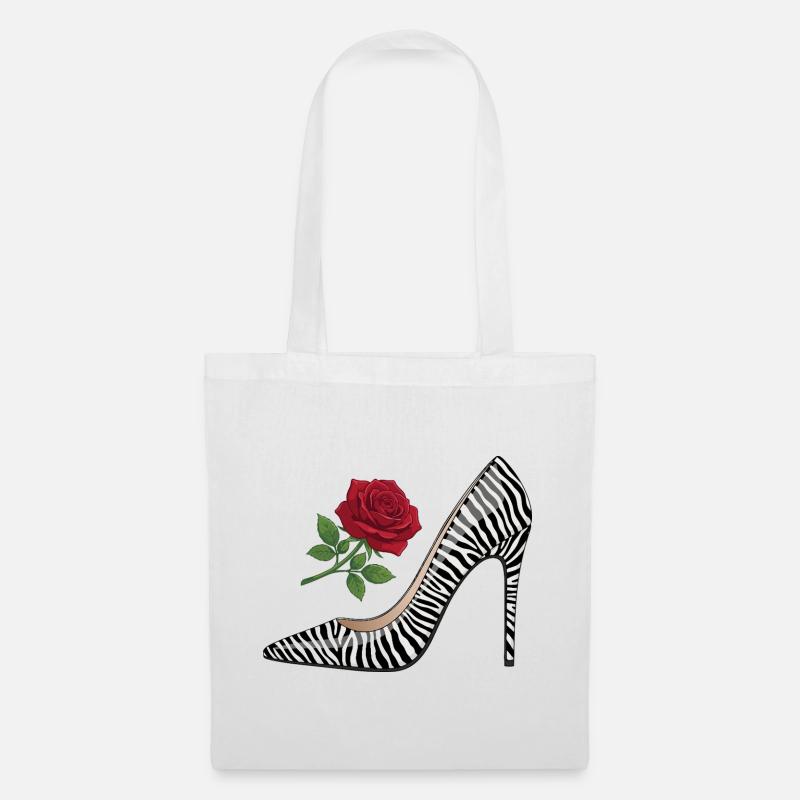 Zebra High Heel Rose - Stoffbeutel - Weiß
