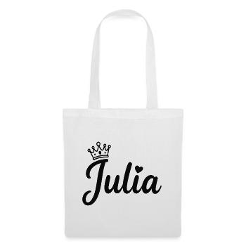 Julia Name Krone Herz Kalligraphie personalisiert - Stoffbeutel - Weiß - Vorne