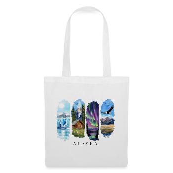 Voyage de vacances en Alaska – Motif de la nature sauvage et des aurores boréales - Sac en tissu - blanc - Devant