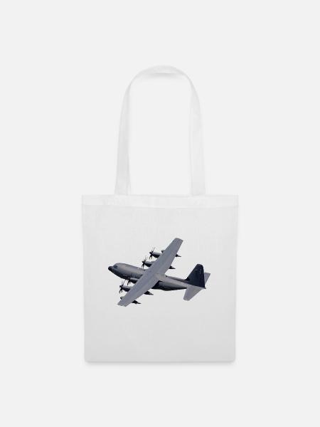 C-130 Grau Silhouette - Stoffbeutel - Weiß