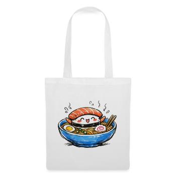 Kawaii Sushi-Ramen Bowl Illustration - Stoffbeutel - Weiß - Vorne