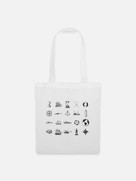 Seefahrt Icons Set – Illustration - Stoffbeutel - Weiß