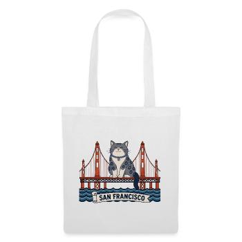 San Francisco Cat at golden Bridge USA Travel - Stoffbeutel - Weiß - Vorne