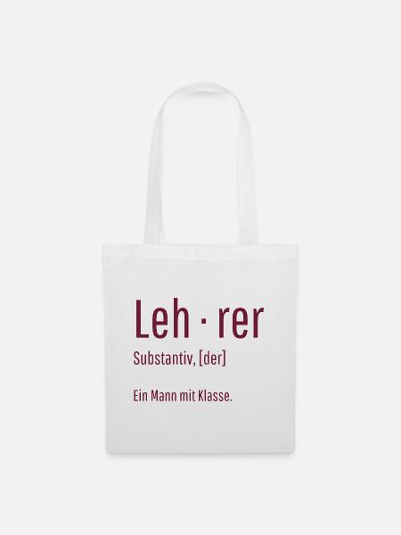 Lehrer Substantiv Definition Schule Geschenk - Stoffbeutel - Weiß