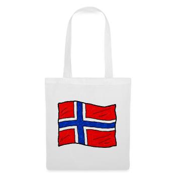 Handgezeichnete Norwegenflagge - Stoffbeutel - Weiß - Vorne
