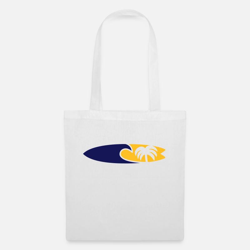 Surfboard Wave Palm Tree - Tote Bag - white