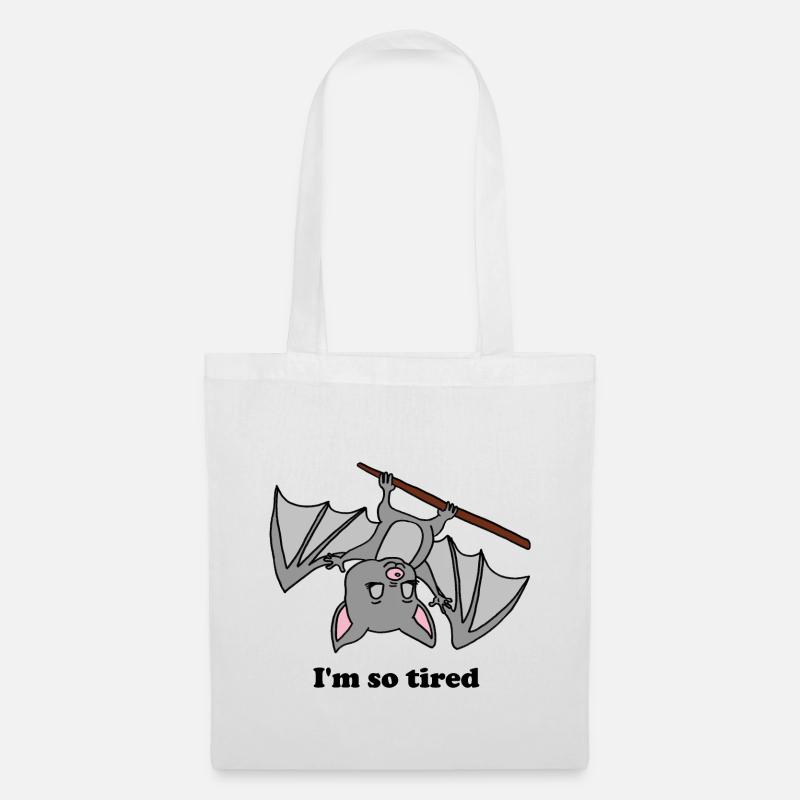 Fledermaus, Vampir, Halloween, bat, müde, abhängen - Stoffbeutel - Weiß