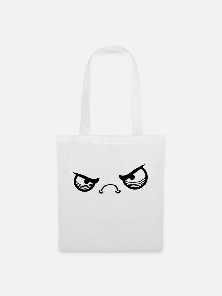 Angry Face - Stoffbeutel - Weiß