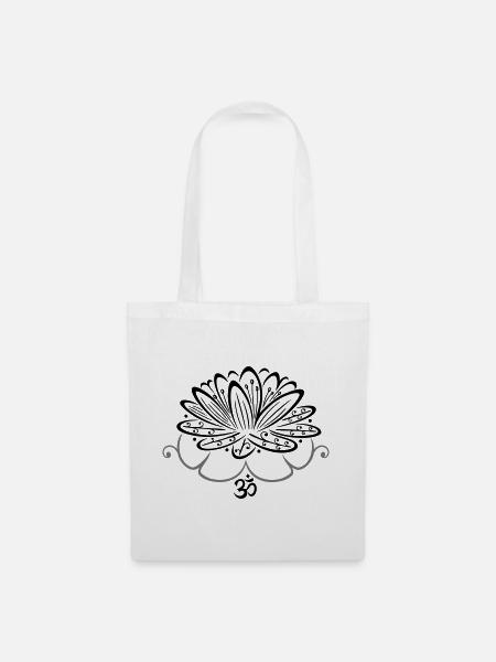 Lotus Lotusblume Om Symbol Lotusblüte - Stoffbeutel - Weiß