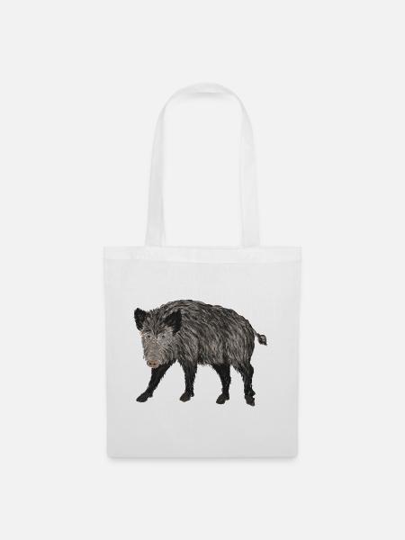 wildschwein jagd - Stoffbeutel - Weiß