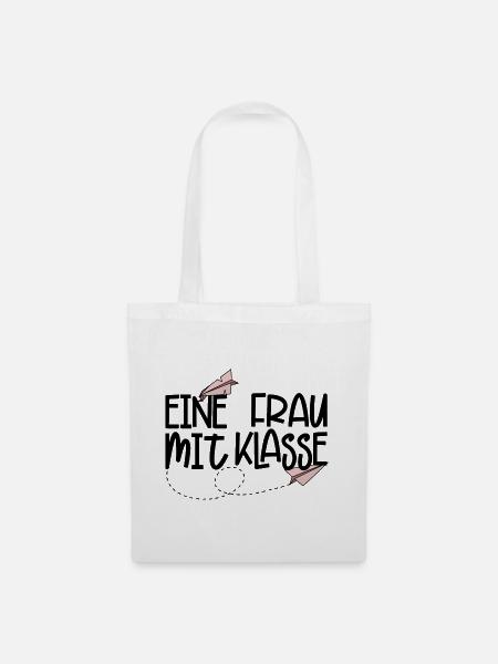 Eine Frau mit Klasse (schwarz) - Stoffbeutel - Weiß