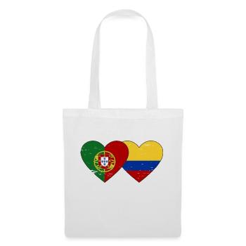 Portugal Colombie Drapeau Coeur Utilisé - Sac en tissu - blanc - Devant