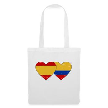 Espagne Colombie Drapeau Coeur Utilisé - Sac en tissu - blanc - Devant