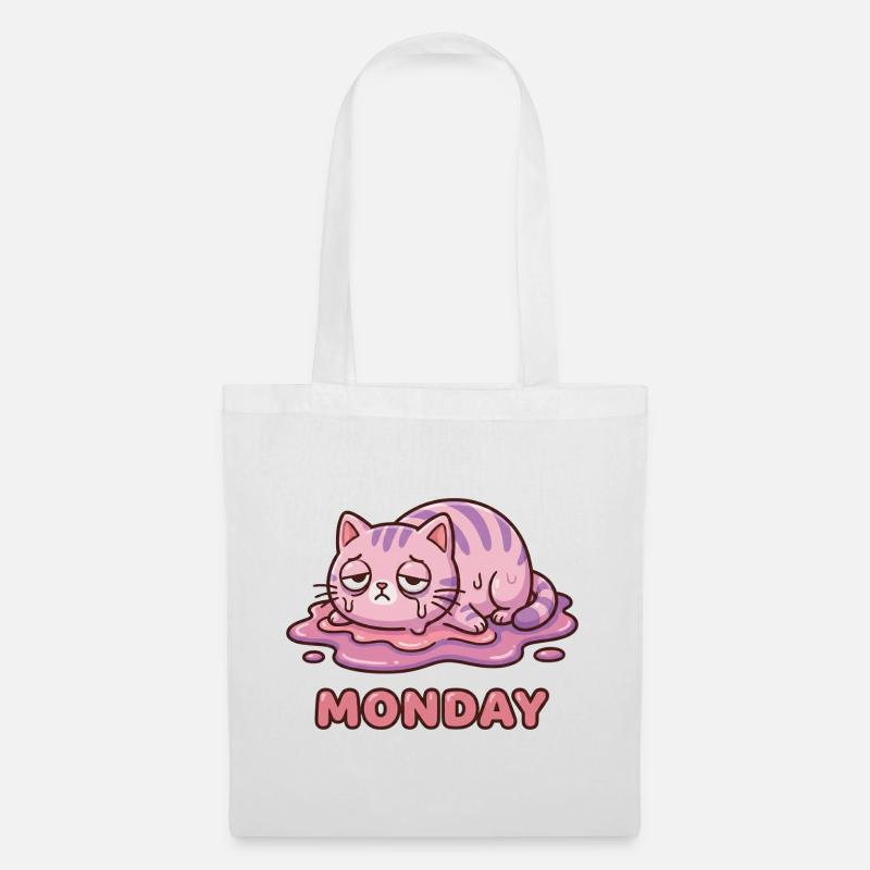 I Hate Mondays - Cute Exhausted Kitty - Tote Bag - white