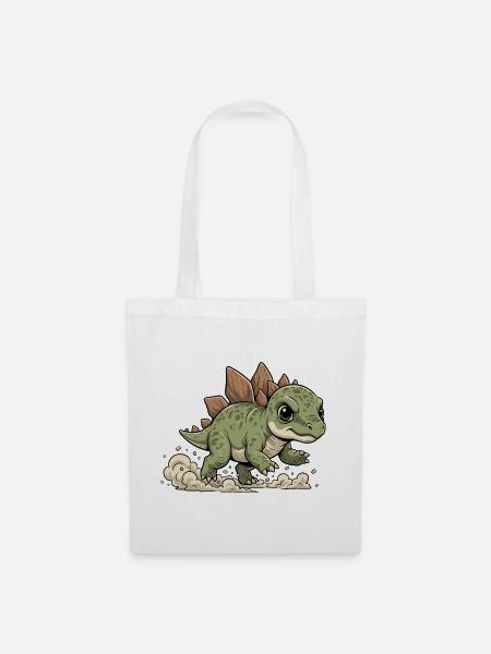 Fröhlicher Stegosaurus - Stoffbeutel - Weiß