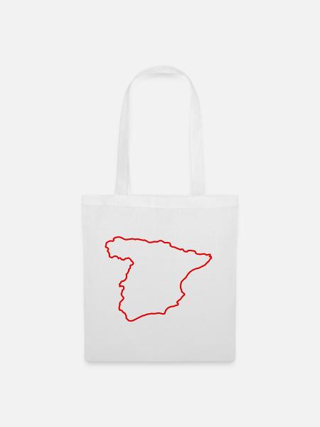 Spanien Kontur in Leuchtendem Rot - Stoffbeutel - Weiß