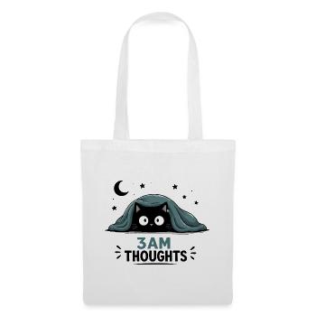  3AM Thoughts Lustige Schwarze Katze Unter Decke - Stoffbeutel - Weiß - Vorne