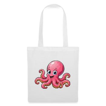 Cuddly Pink Octopus Cartoon - Tote Bag - white - Front