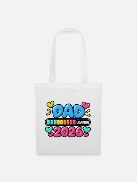 Papa lädt 2026 – Neue Vater-Ankündigung - Stoffbeutel - Weiß