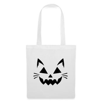 Halloween Katze – Spooky Cat Face - Stoffbeutel - Weiß - Vorne