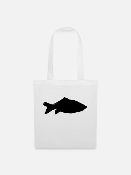 fish carp silhouette - Stoffbeutel - Weiß