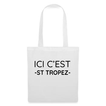 Ici c'est Saint Tropez (noir) - Sac en tissu - blanc - Devant