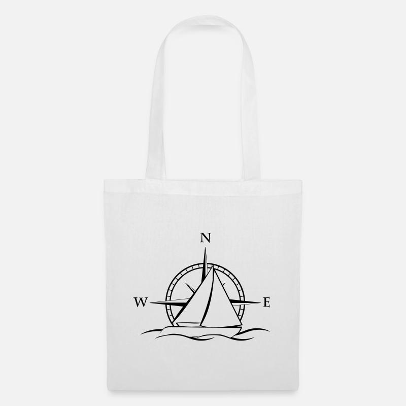 Sailboat with wind rose neutral black - Tote Bag - white