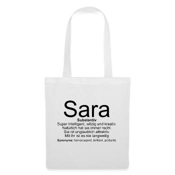 Name Definition Sara - Stoffbeutel - Weiß - Vorne