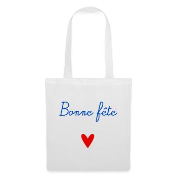 BONNE FÊTE. COEUR. BONNE FÊTE MAMAN. MAMAN - Sac en tissu - blanc - Devant