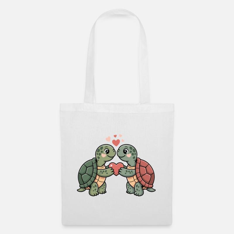 Schildkröte Paar Valentinstag - Stoffbeutel - Weiß