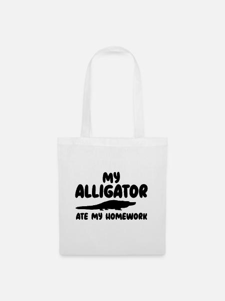 Alligator Silhouette Reptil - Stoffbeutel - Weiß