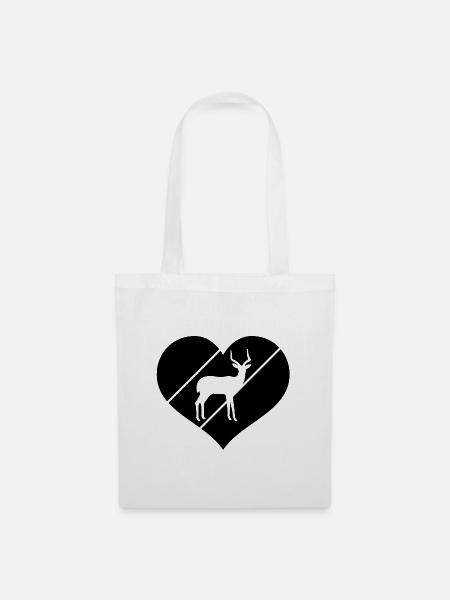 Antilope Silhouette Herz - Stoffbeutel - Weiß