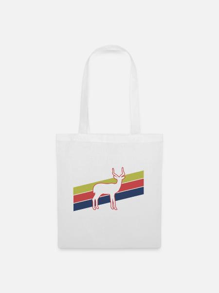 Antilope Retro Streifen – Safari Wildtier - Stoffbeutel - Weiß