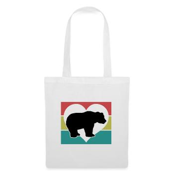 Bär Herz Retro-Style - Stoffbeutel - Weiß - Vorne