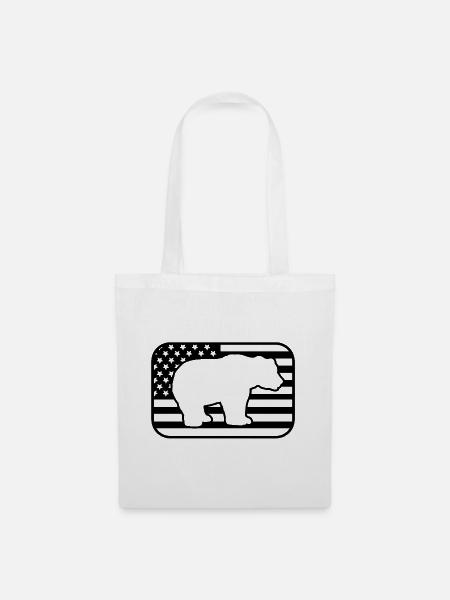 Bär Silhouette USA Flagge - Stoffbeutel - Weiß