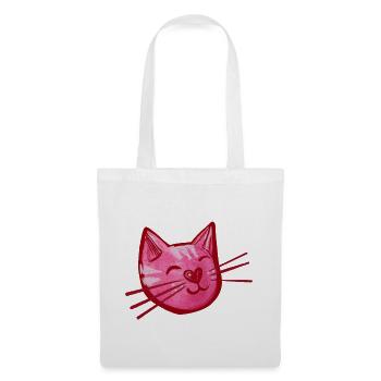 Pink Katzenherz Aquarell - Stoffbeutel - Weiß - Vorne