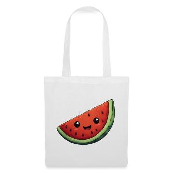 Kawaii Wassermelone Scheibe - Stoffbeutel - Weiß - Vorne