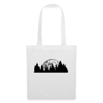 lune nuit pleine lune réglage arbre forêt conifère - Sac en tissu - blanc - Devant
