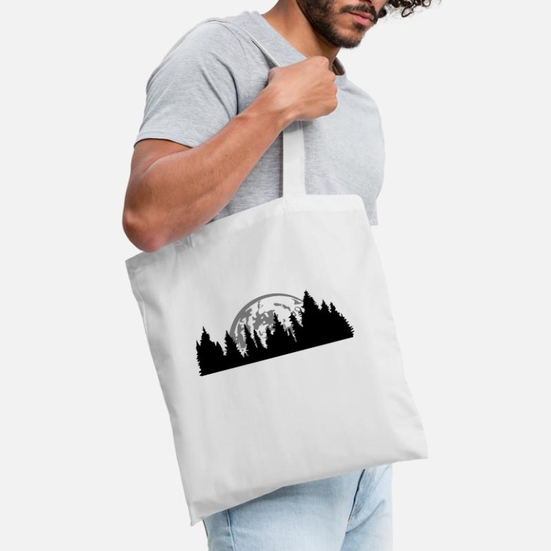 moon night full moon setting tree forest conifer Tote Bag