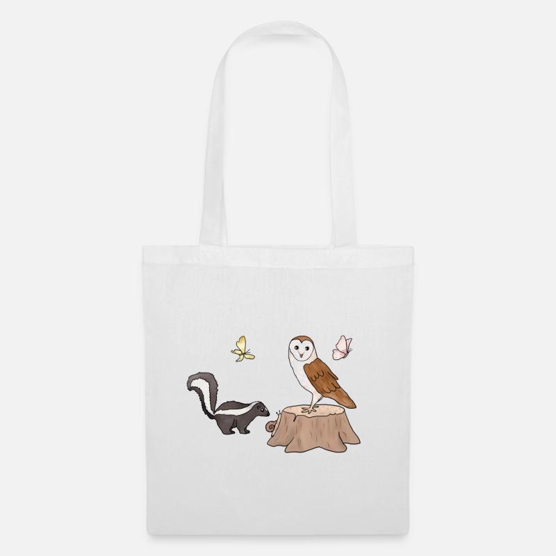 Skunk und Eule.png - Stoffbeutel - Weiß