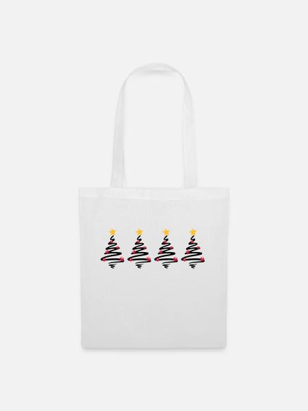 Weihnachten - Weihnachtsbäume Sterne - Stoffbeutel - Weiß