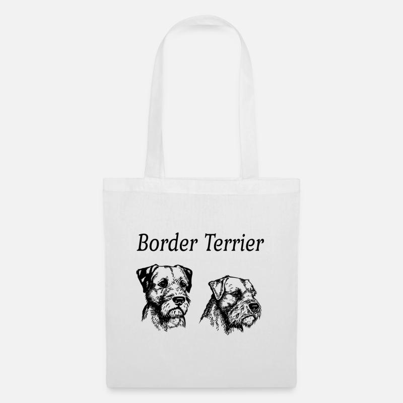Border Terrier Doppelportrait - Stoffbeutel - Weiß