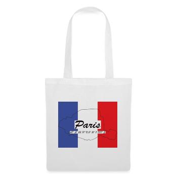 Paris - Hauptstadt mit GPS-Koordinaten & Flagge - Stoffbeutel - Weiß - Vorne